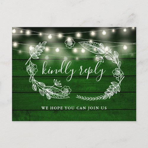 Rustic Green Wood Floral Song Request RSVP Card