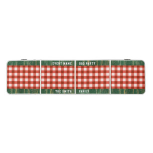 Rustic Green Wood Red Plaid Custom BBQ Party Beer Pong Table