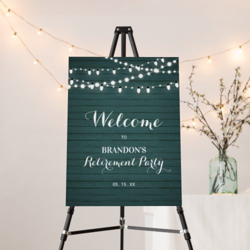 Rustic Green Wood Retirement Party Welcome Sign