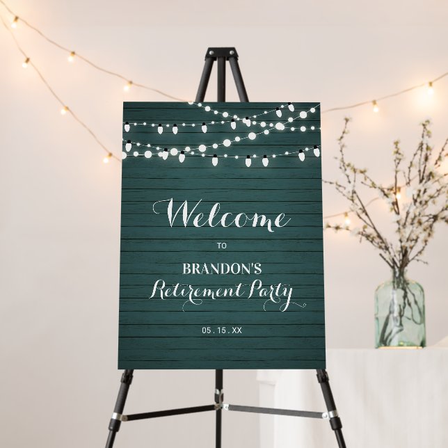 Rustic Green Wood Retirement Party Welcome Sign (In Situ (Stand))