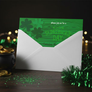 Rustic Green Wood St. Patrick’s Day Party Invitation