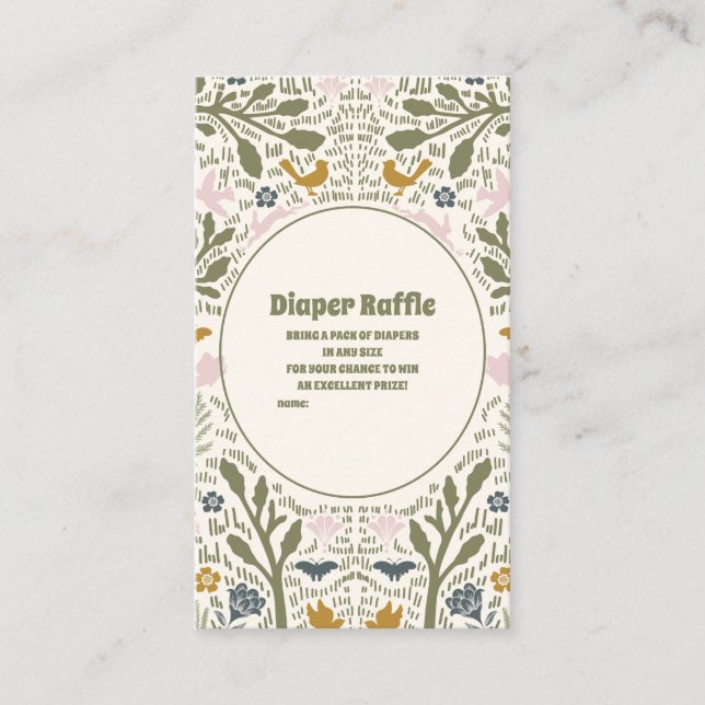 Rustic Green Woodland Fern Baby Shower Enclosure Card (Front)