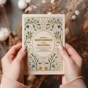 Rustic Green Woodland Fern Baby Shower Invitation