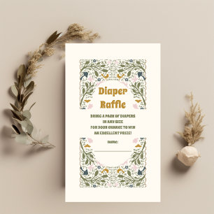 Rustic Green Woodland Fern Diaper Raffle Enclosure Card