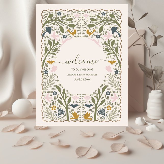 Rustic Green Woodland Fern Wedding Foam Board (Creator Uploaded)