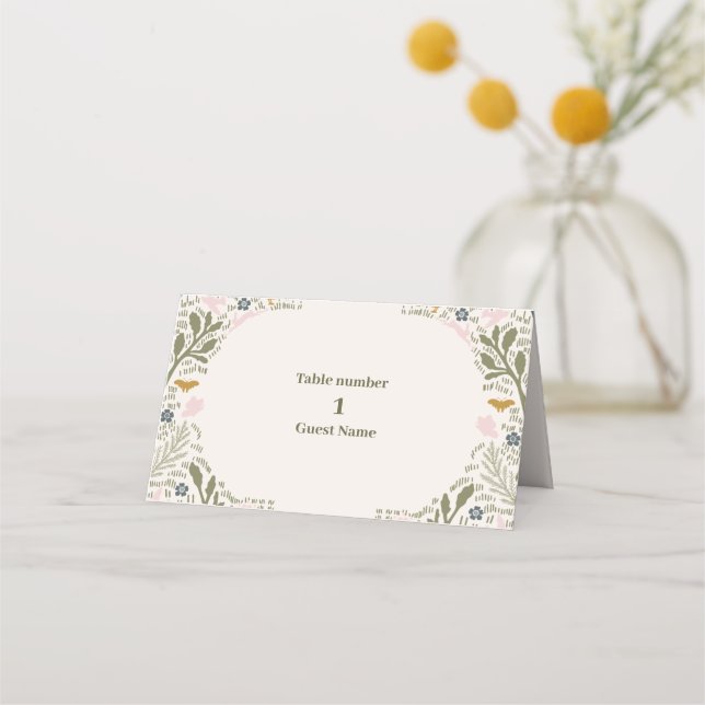 Rustic Green Woodland Fern Wedding Place Card (Front)
