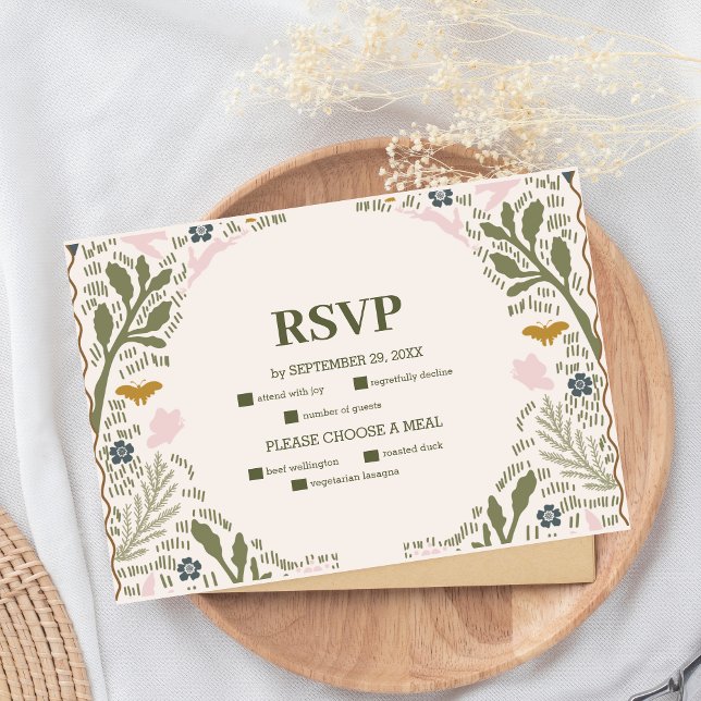 Rustic Green Woodland Fern Wedding RSVP Card (Creator Uploaded)