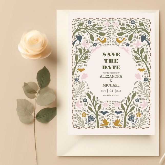 Rustic Green Woodland Fern Wedding Save The Date (Creator Uploaded)