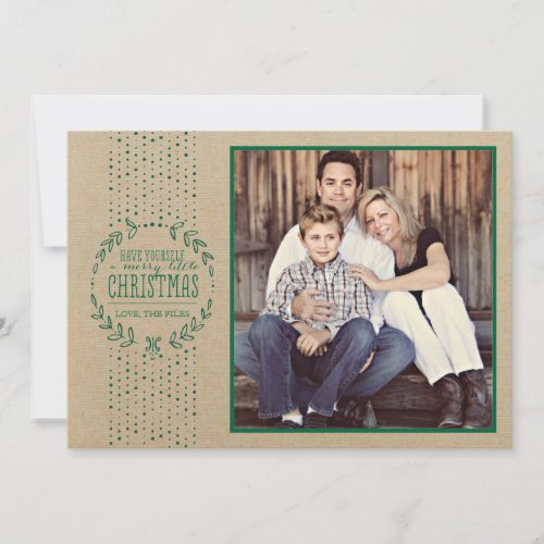 Rustic Green Wreath Holiday Photo Card