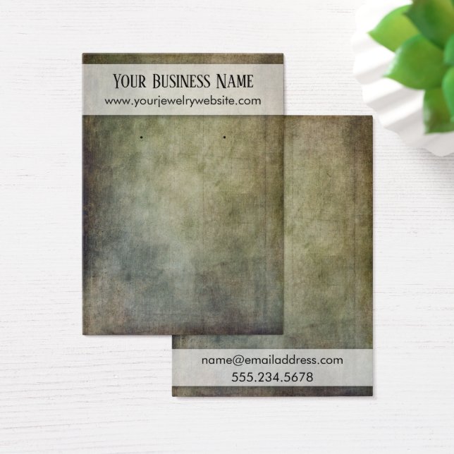 Rustic Green Yellow Earring Holder Display Cards (Desk)