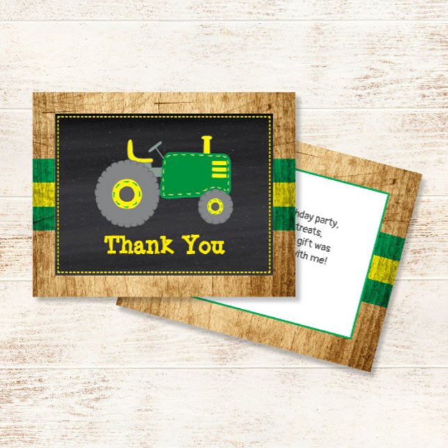 Rustic Green & Yellow Tractor Birthday Thank You (Creator Uploaded)