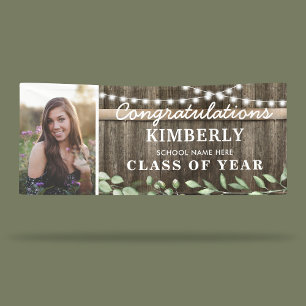 Rustic Greenery 2026 Graduation Photo Banner