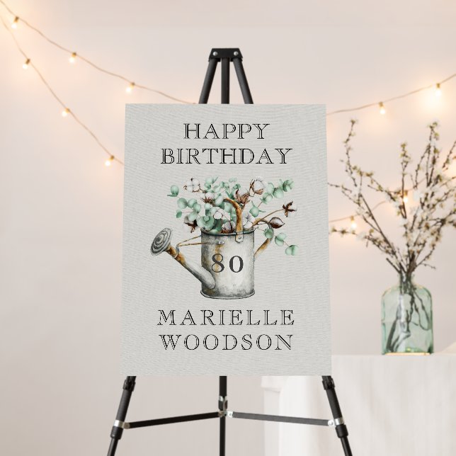 Rustic Greenery 80th Birthday Party Foam Board (In Situ (Stand))
