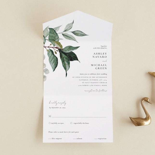 Rustic Greenery All-in-One Wedding Invitation (Creator Uploaded)