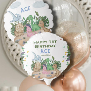 Rustic Greenery Baby Dinosaurs Wild One Birthday Balloon