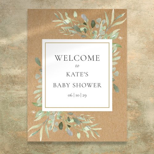 Rustic Greenery Baby Shower Welcome Sign