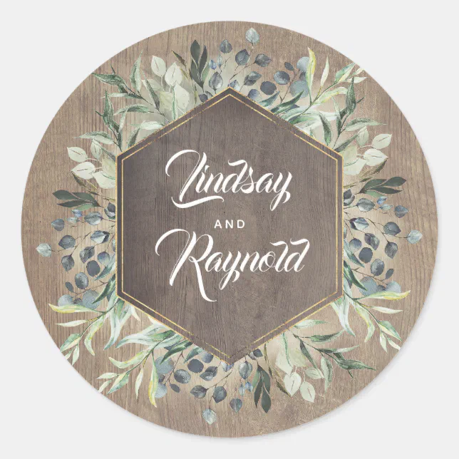Rustic Barn Stickers Rustic Greenery Barn Wedding Classic Round Sticker | Zazzle
