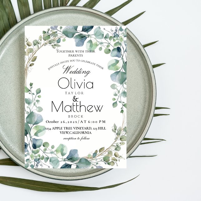 Rustic Greenery Boho Eucalyptus Elegant Wedding Invitation (Creator Uploaded)