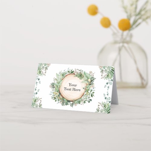 Rustic Greenery Botanical Forest Neutral Shower Place Card