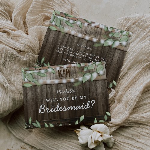 Rustic Greenery Bridesmaid Proposal Card
