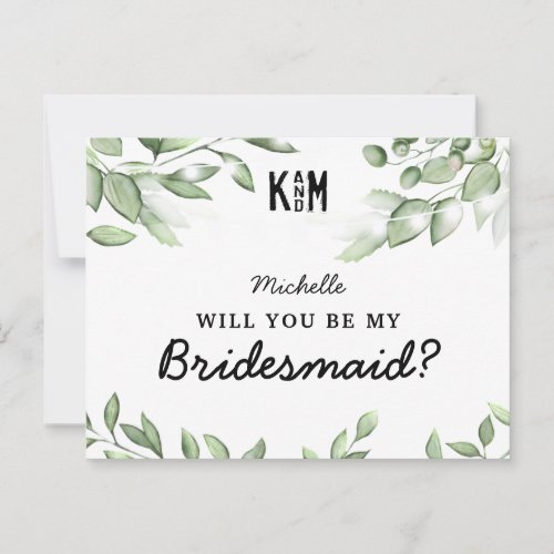 Rustic Greenery Bridesmaid Proposal Card