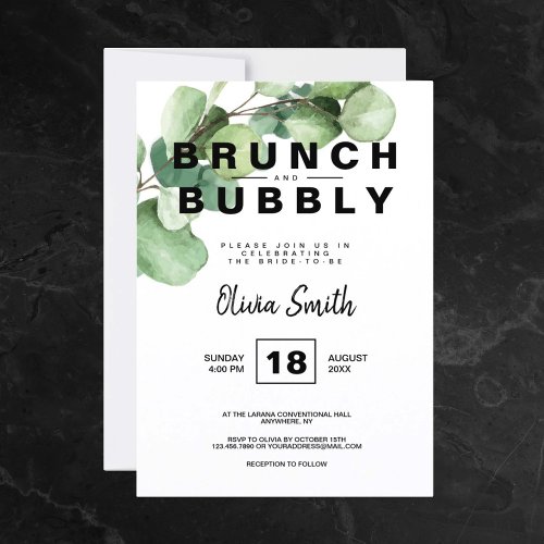 Rustic Greenery Brunch and Bubbly Bridal Shower Invitation