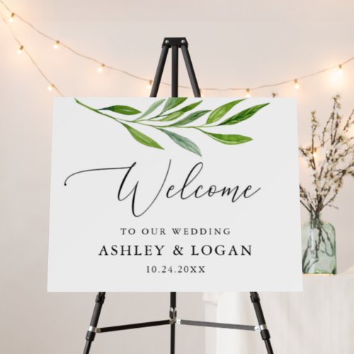 Rustic Greenery Calligraphy Wedding Welcome Foam Board