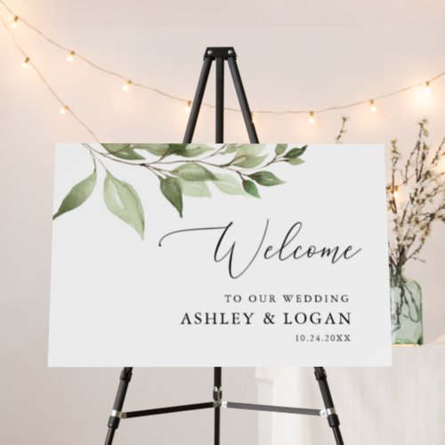 Rustic Greenery Calligraphy Wedding Welcome Poster