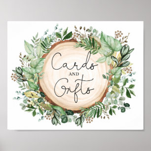 Rustic Greenery Cards Gifts Wedding Bridal Shower Poster