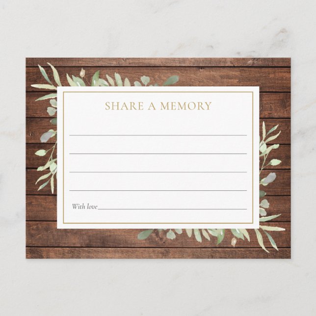 Rustic Greenery Celebration of Life Memory Card (Front)