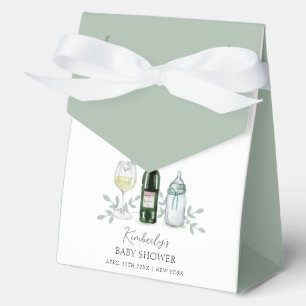 Rustic Greenery Champagne Sip & See Baby Shower Favor Boxes