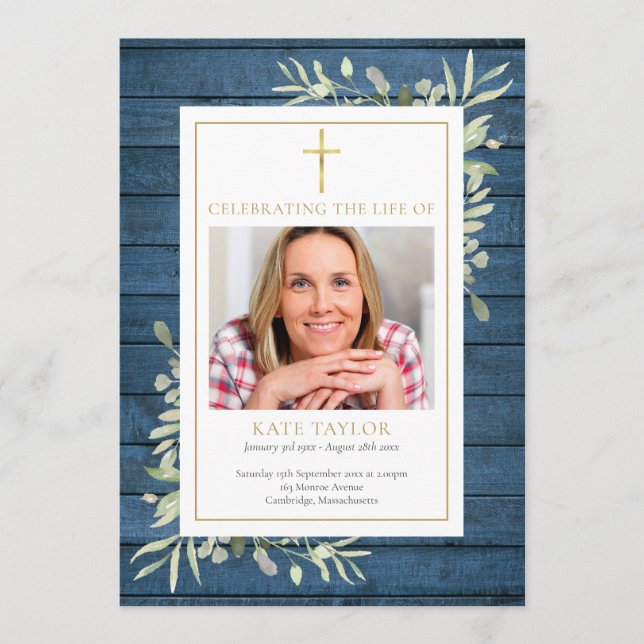 Rustic Greenery Christian Funeral Order Of Service Program (Front)