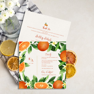 Rustic Greenery Citrus Orange Wedding Details Enclosure Card
