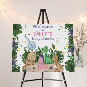 Rustic Greenery Dinosaur Baby Shower Welcome Foam Board