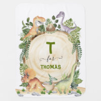 Rustic Greenery Dinosaurs Monogram Name