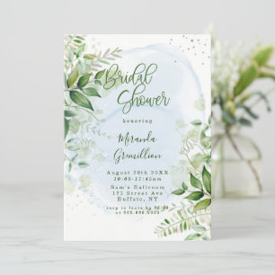 Rustic Greenery Dusty Blue Airy Bridal Shower Invi Invitation