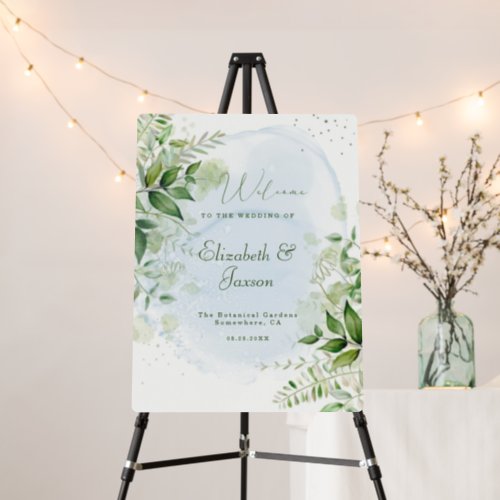 Rustic Greenery Dusty Blue Wedding Welcome Sign