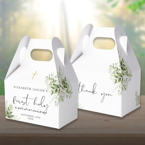 Rustic Greenery Elegant First Holy Communion Favor Boxes