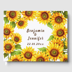 Rustic Greenery elegant modern sunflower wedding Guest Book