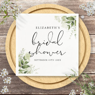 Rustic Greenery Elegant Script Bridal Shower Napkins
