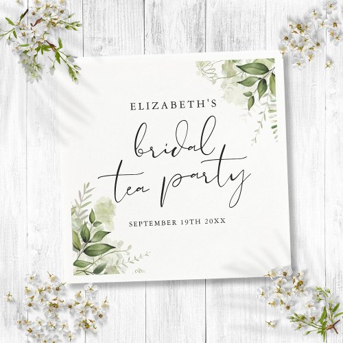 Rustic Greenery Elegant Script Bridal Tea Party Napkins