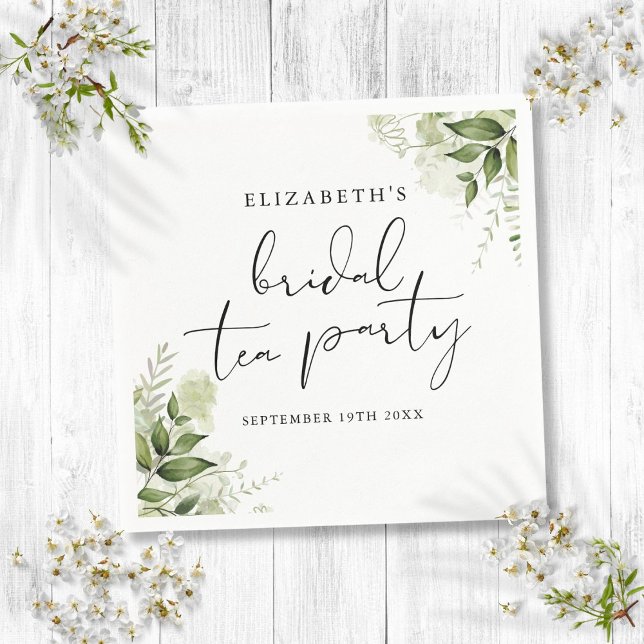 Rustic Greenery Elegant Script Bridal Tea Party Napkins (Rustic Greenery Elegant Script Bridal Tea Party Napkins)