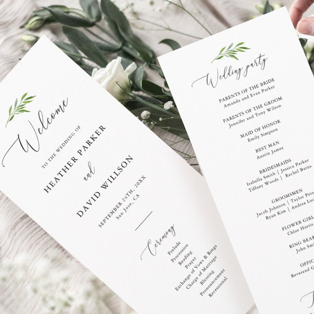 Rustic Greenery Elegant Wedding Ceremony Program (Creator Uploaded)