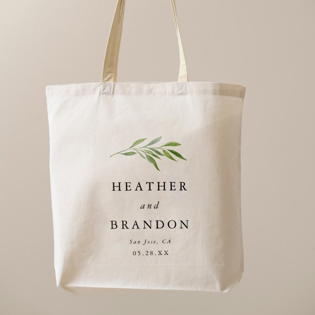 Rustic Greenery Elegant Wedding Guest Favor Tote B Bag (Creator Uploaded)
