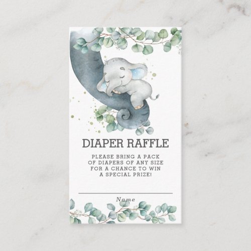 Rustic Greenery Elephant Baby Shower Diaper Raffle Enclosure Card