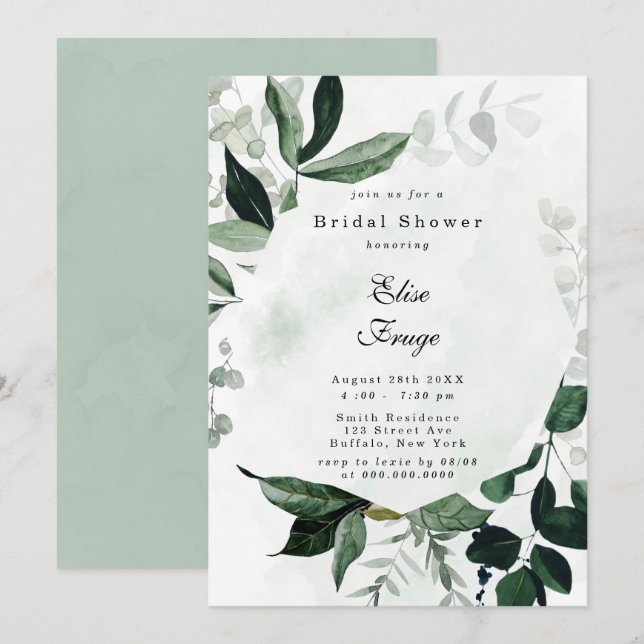 Rustic Greenery Eucalyptus Bridal Shower Invitatio Invitation (Front/Back)