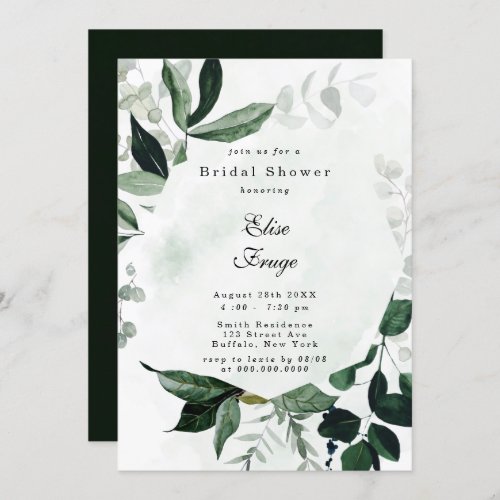 Rustic Greenery Eucalyptus Bridal Shower Invitation