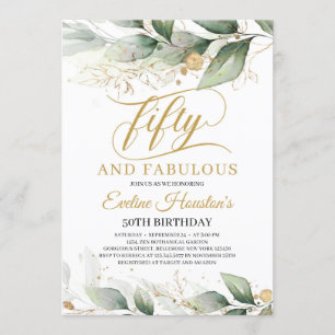 Rustic greenery eucalyptus fifty and fabulous invitation