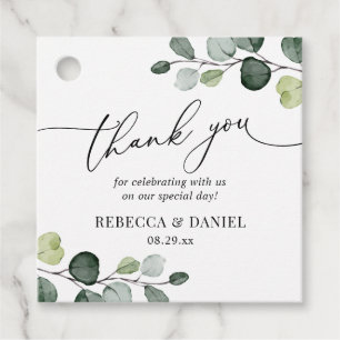 Rustic Greenery Eucalyptus Monogram Thank You Favor Tags