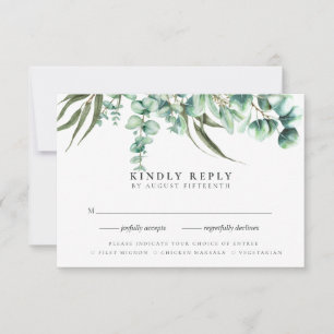 Rustic Greenery Eucalyptus RSVP w Meal Choice Card